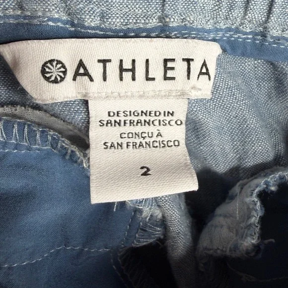 Athleta 100% Linen Cabo Jogger Pants size 2 Light Blue - Picture 2 of 9